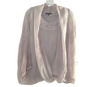 Piazza Roma light pink silk blouse women's medium 100% silk lagenlook luxury